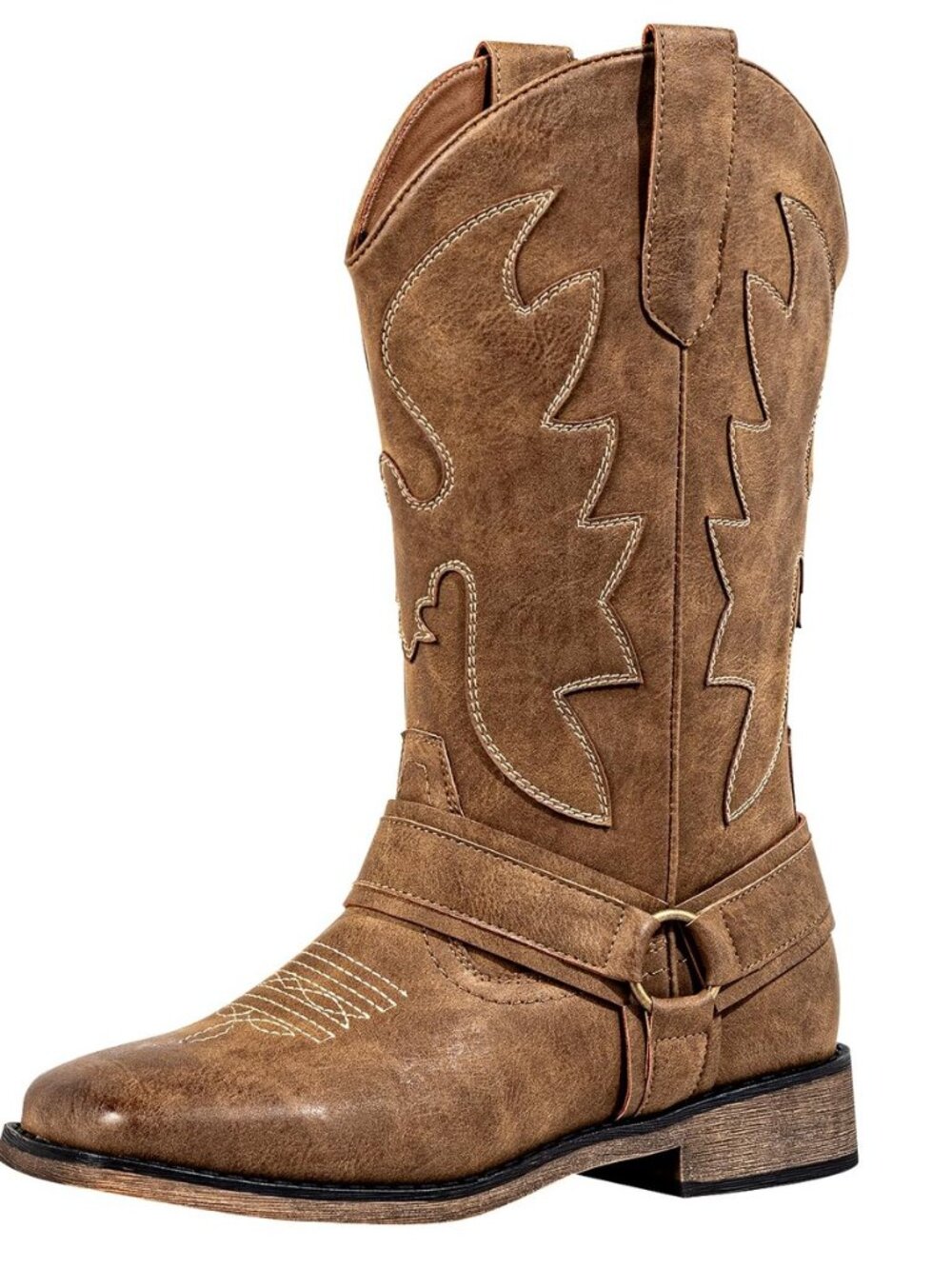 Cowboy Boots for Women Wide Calf with Hidden Elastic & Roomy Square Toe - Easy